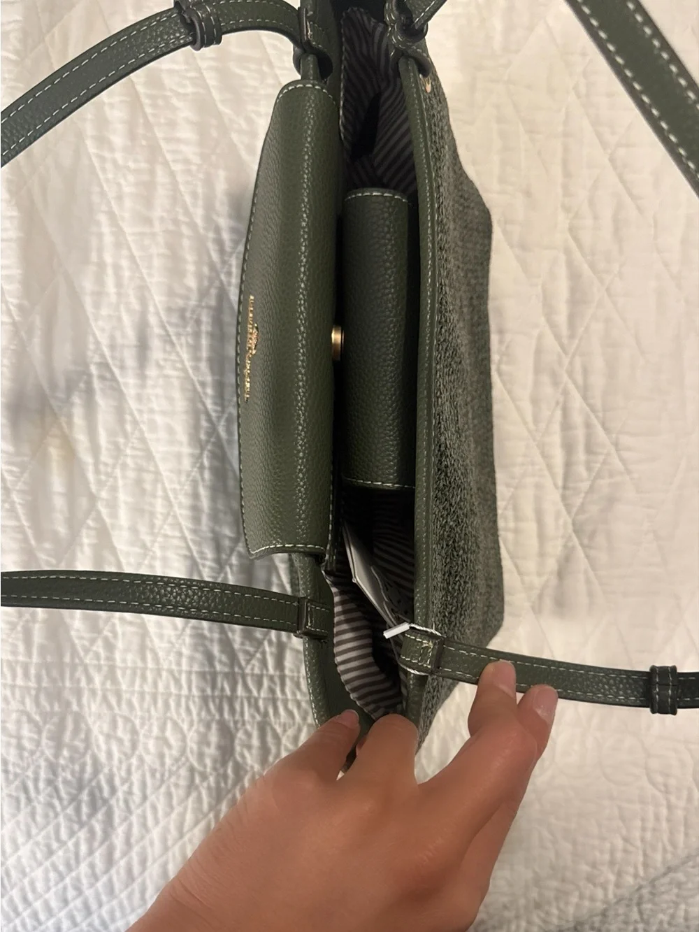 Olive Green Woven Tote Bag / Shoulder bag
